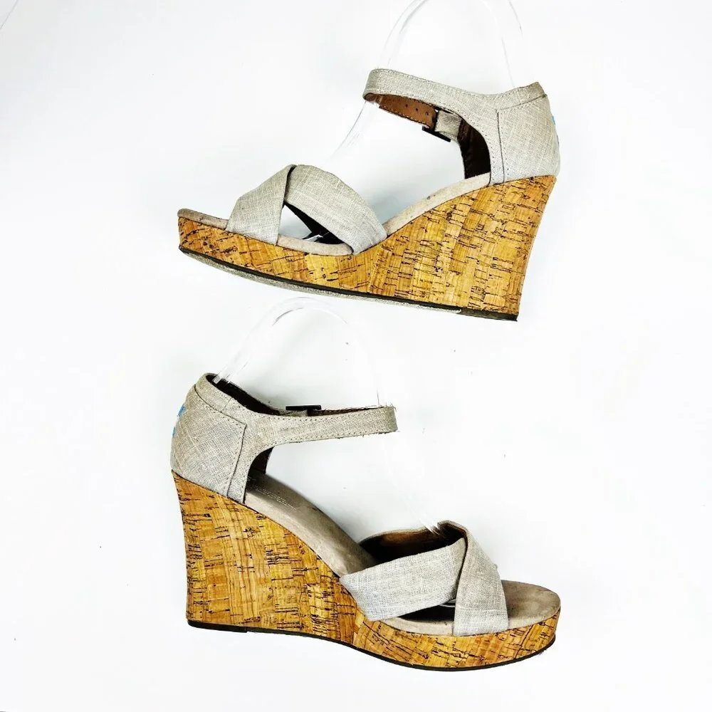 2/$14 Toms Cork Platform Sandals 9.5